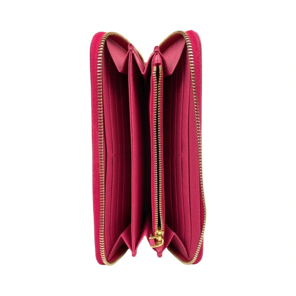 ✨PRADA Peonia Pink Saffiano Leather long Zip Wallet EUC - Picture 8 of 9